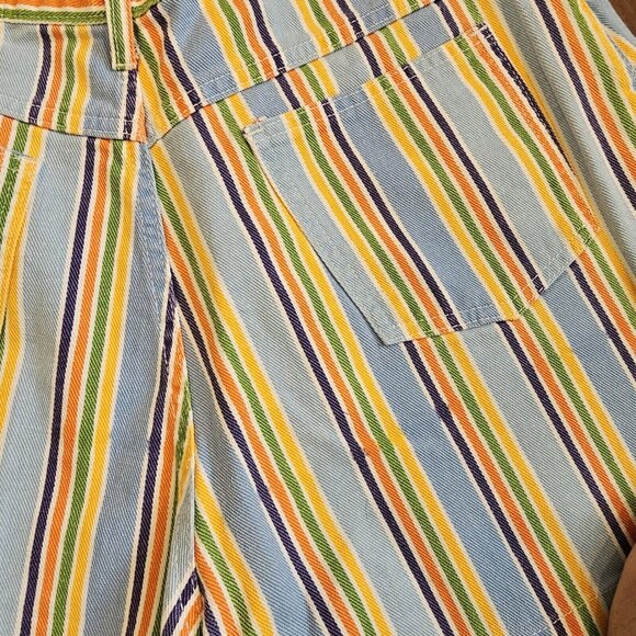 Vintage‎ 90s Womens Size 8 Striped Denim Jean Mom Shorts Rainbow Blue High Waist - Picture 7 of 11
